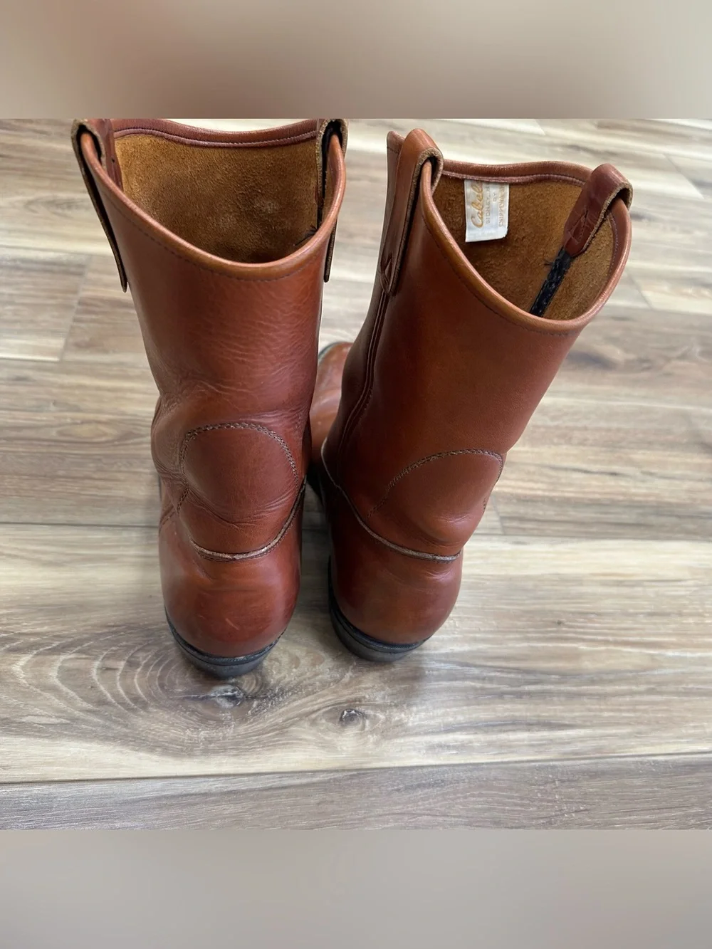 Vtg Cabela’s Chippewa Leather Cowboy Engineer Boots Brown 8308 USA Made, Size 10